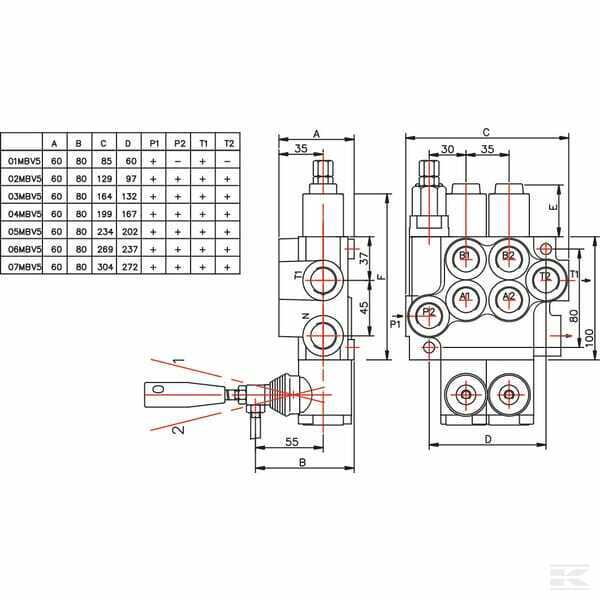 Distributore idraulico MBV5 A1A1(G3/8)KZ1 MBV52001GP