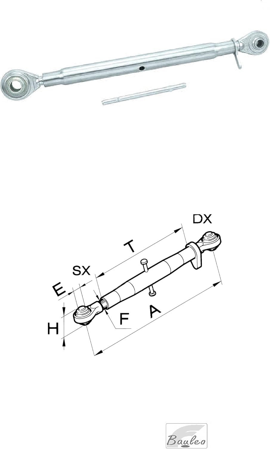 Terzo Punto Completo Foro ø 19 per Trattore 50019 ( L= 540/740) min/max