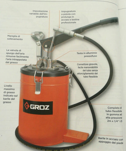 POMPA GRASSO INGRASSATORE A LEVA 10 KG.