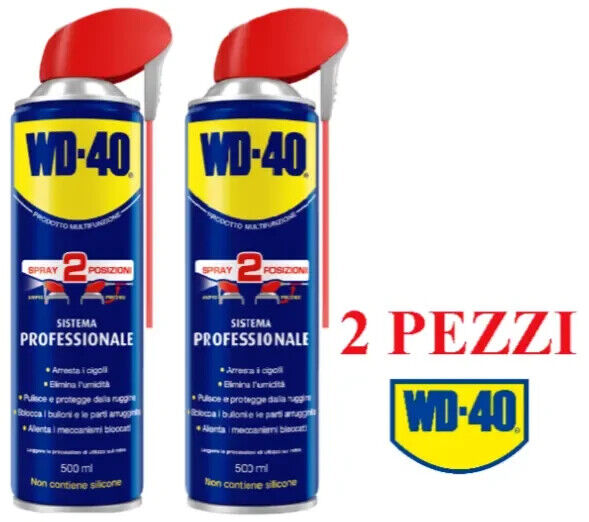 WD-40 SPRAY DOPPIA AZIONE Sbloccante Multiuso 2 bombolette da 500ml = 1Litro