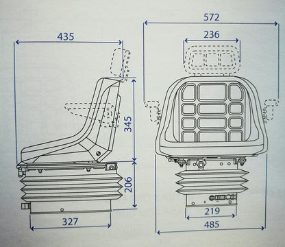 SEDILE IN SKAY TIPO BALTIC BASE PIANA CON GUIDE E MOLLEGGIO MECCANICO M200