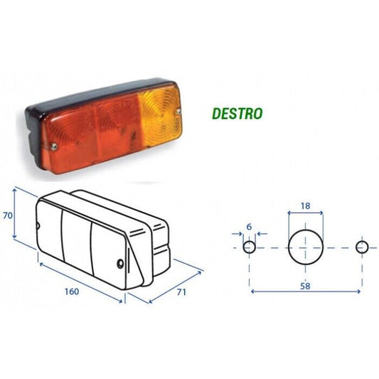 FANALE POSTERIORE  rettangolare lungo DESTRO
