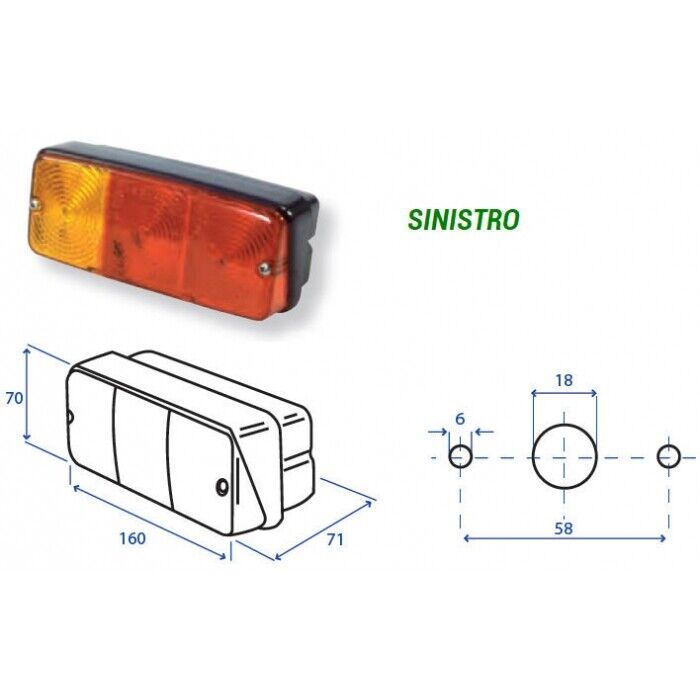 FANALE POSTERIORE  rettangolare lungo SINISTRO