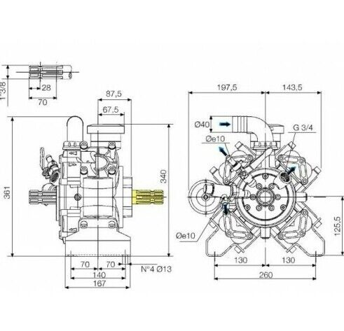 POMPA COMET APS 96 A 4 MEMBRANE CON ALBERO PASSANTE