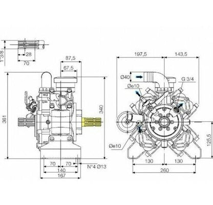POMPA COMET APS 96 A 4 MEMBRANE CON ALBERO PASSANTE