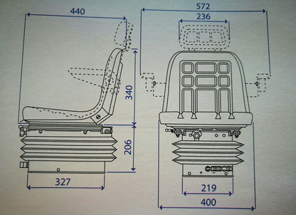 SEDILE IN SKAY TIPO MINIBALTIC BASE PIANA CON GUIDE E MOLLEGGIO MECCANICO M200