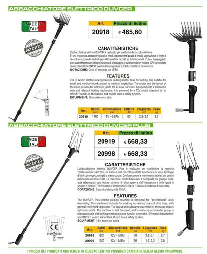 OFFERTA ATTREZZATURE RACCOLTA OLIVE ABBACCHIATORI/ASTE/MOTOCOMPRESSORI