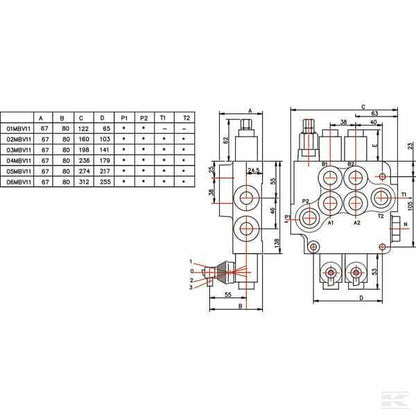 Distributore idraulico 1/2" MBV11 A1A1G KZ1 MBV112001GP