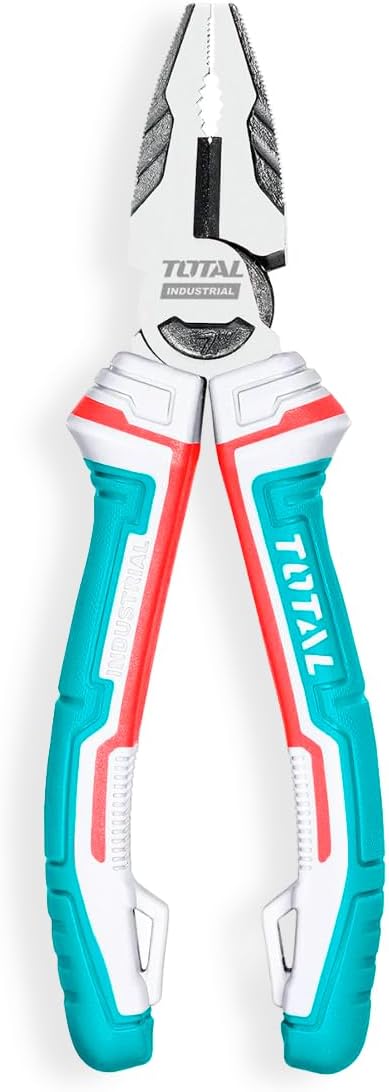 TOTAL - Pinza Universale Rinforzata | Massima Resistenza e Robustezza | Cromo Vanadio | Manico ergonomico in Fibra | Fissaggio per Protezione Anticaduta | Lunghezza: 180 mm