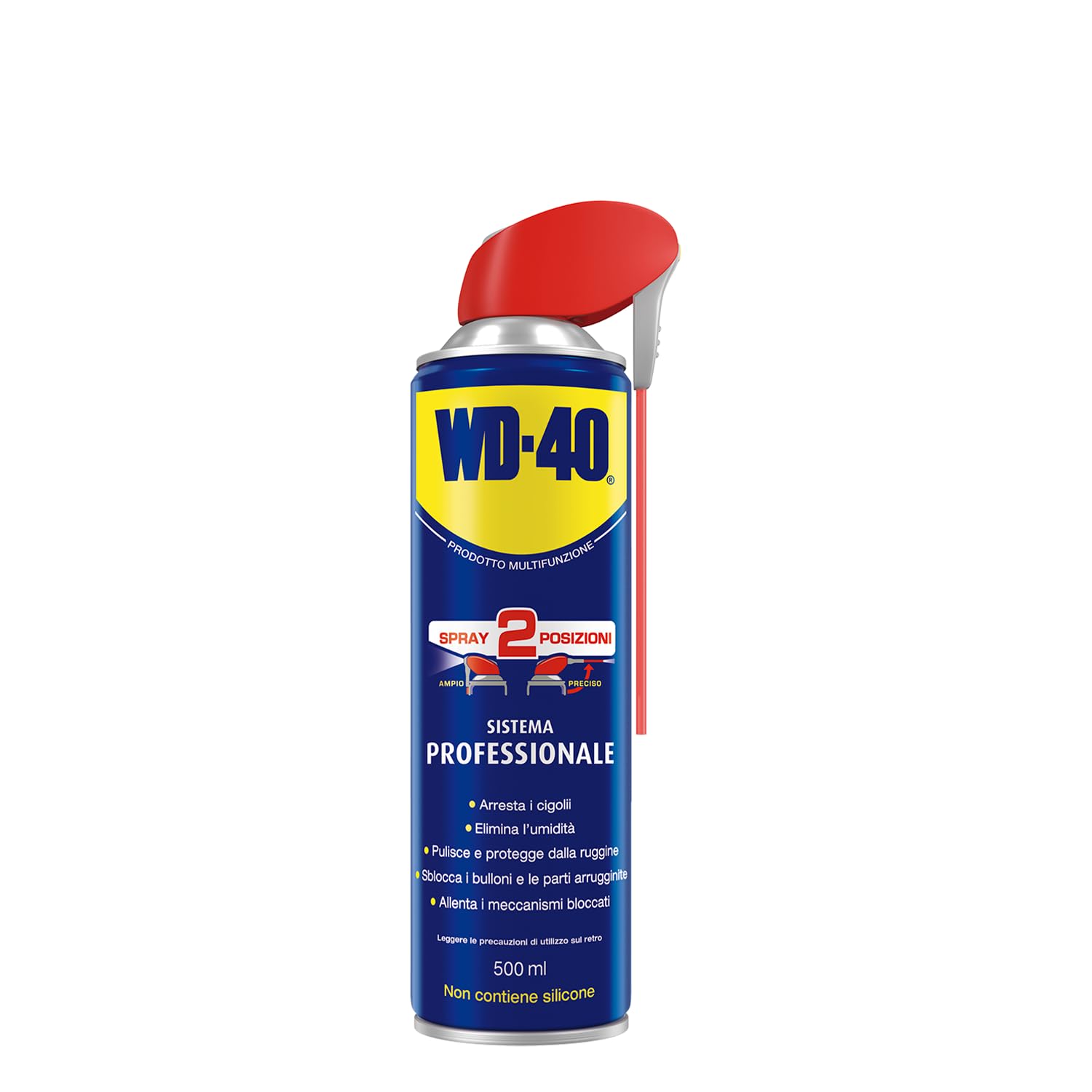 WD-40 - Prodotto Multifunzione - Lubrificante Spray Doppia Posizione - Elimina i cigolii, sblocca, idrorepellente, previene la ruggine - Per tutti i metalli, plastica, gomma - Senza silicone - 6x500ml