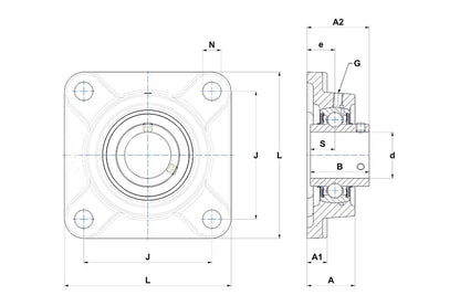 Supporto in ghisa a flangia quadra aSupporto in ghisa a flangia quadra autoallineante UCF 207 cuscinetto 35 mm LDItoallineante UCF 207 cuscinetto mm LDI