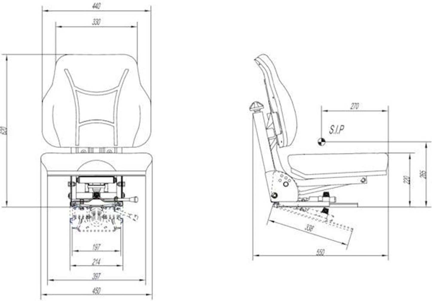 Sedile Trattore Universale con Sospensione Meccanica in PVC Gopart TS23000GP