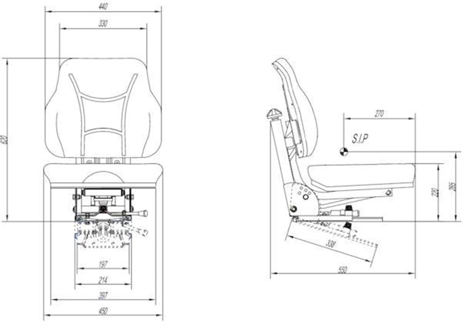 Sedile Trattore Universale con Sospensione Meccanica in PVC Gopart TS23000GP