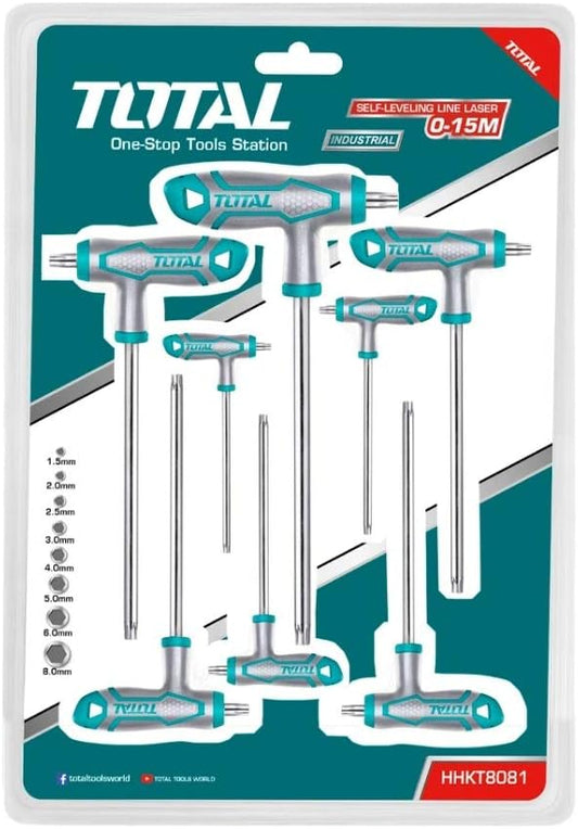Set 8 chiavi maschio piegate con impugnatura per viti con impronta TORX TOTAL by INECO