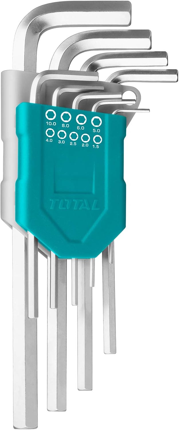 Serie 9 chiavi maschio esagonale extra lunghe piegate Total by INECO