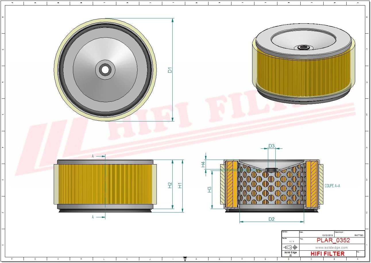 HIFI Filtro dell'aria SA 17117 compatibile con SL 1961, PA4733