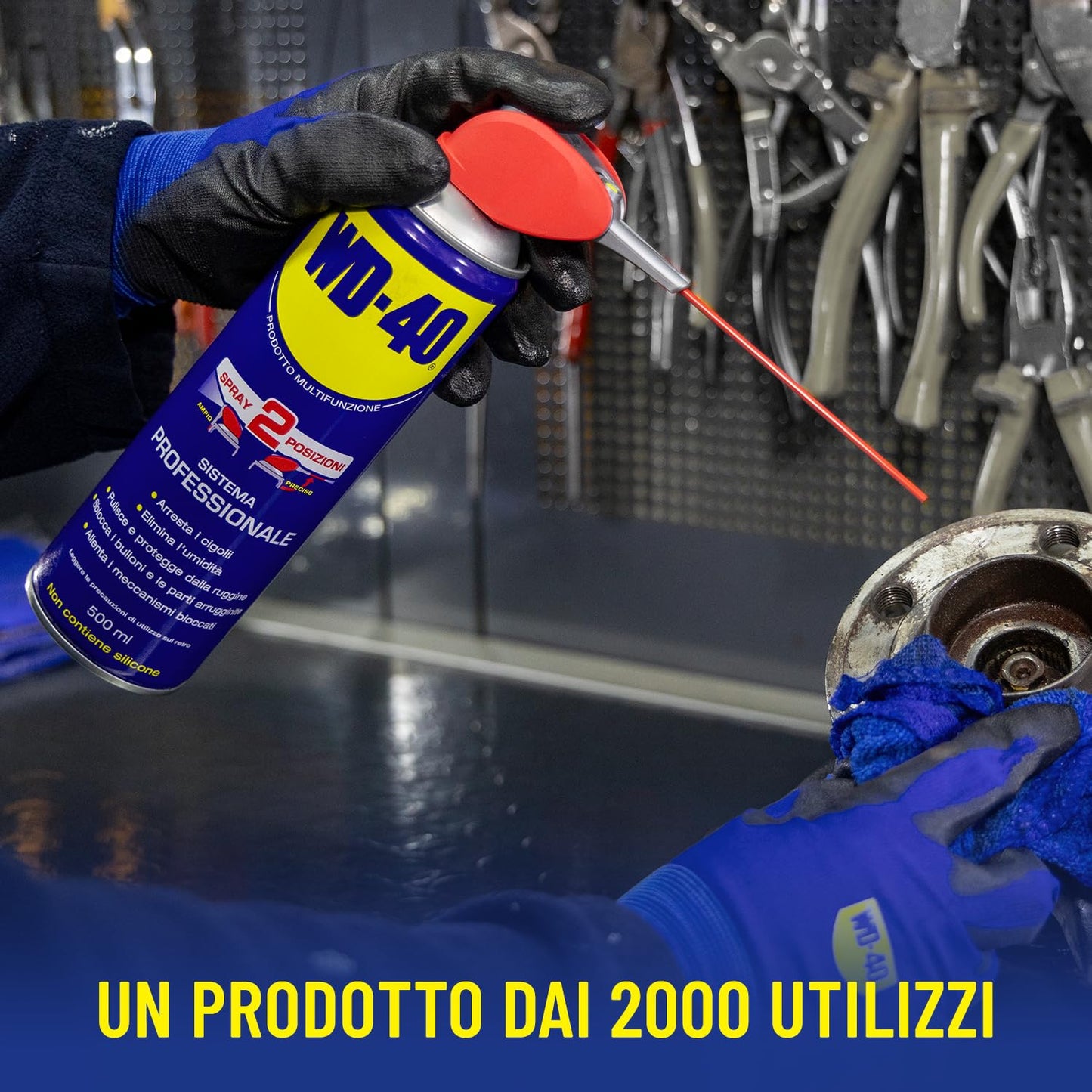 WD-40 - Prodotto Multifunzione - Lubrificante Spray Doppia Posizione - Elimina i cigolii, sblocca, idrorepellente, previene la ruggine - Per tutti i metalli, plastica, gomma - Senza silicone - 6x500ml