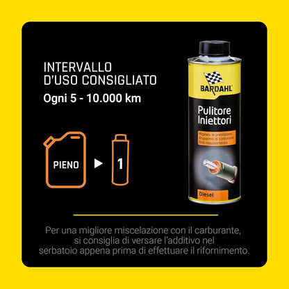 Bardahl - Additivo Pulitore Iniettori Diesel, Compatibile con Filtro Antiparticolato, Lubrifica Gli Iniettori e la Pompa del Gasolio, 500ml