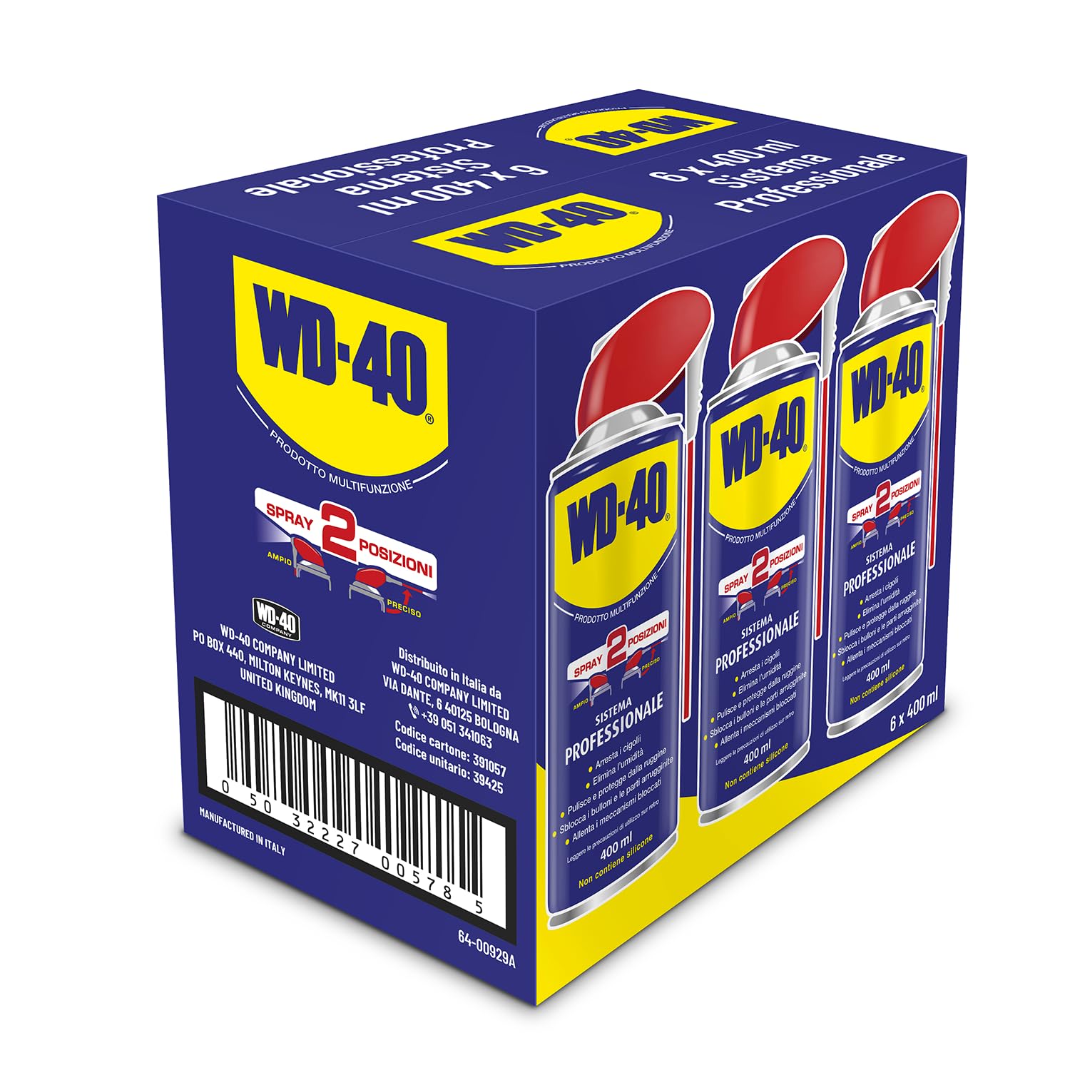 WD-40 - Prodotto Multifunzione - Lubrificante Spray Doppia Posizione - Elimina i cigolii, sblocca, idrorepellente, previene la ruggine - Per tutti i metalli, plastica, gomma - Senza silicone - 6x500ml