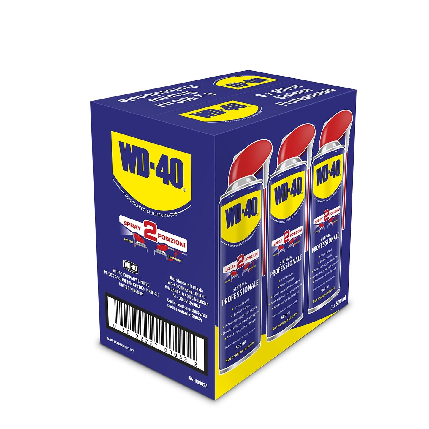 WD-40 - Prodotto Multifunzione - Lubrificante Spray Doppia Posizione - Elimina i cigolii, sblocca, idrorepellente, previene la ruggine - Per tutti i metalli, plastica, gomma - Senza silicone - 6x500ml
