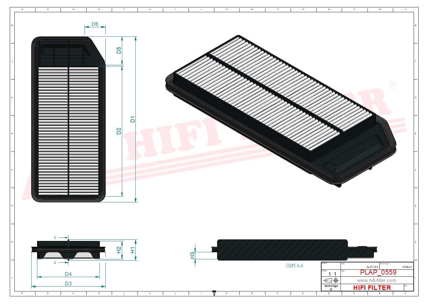 HIFI Filtro dell'aria SA 12300 compatibile con SL 1507