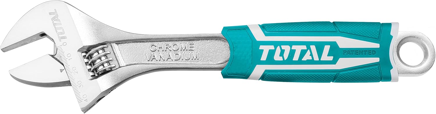 TOTAL - Chiave Regolabile a Rullino | Manico Ergonomico Bimateriale | Acciaio al Cromo-Vanadio | Compatibile con Cinghia per Serranda, Ruota Ponteggio, Rullo Antigoccia, Lega di Acciaio, 250 mm