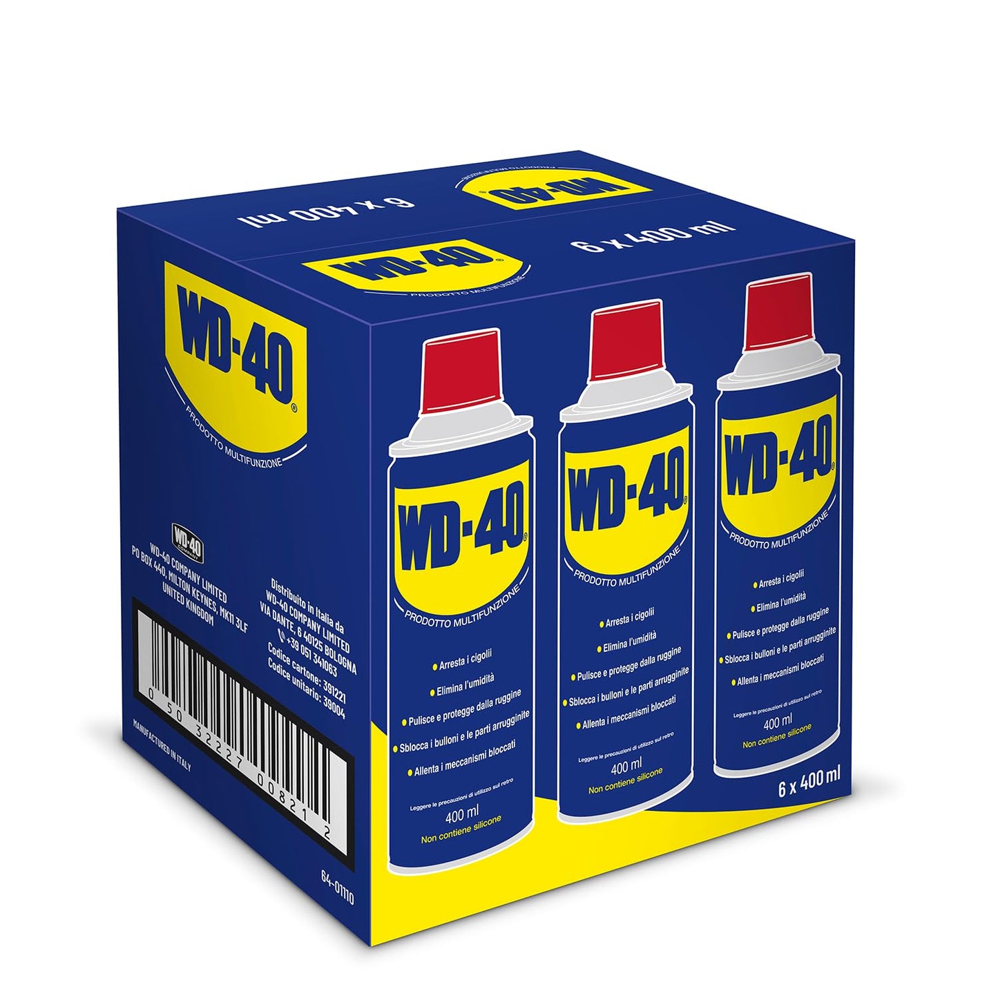 WD-40 - Prodotto Multifunzione - Lubrificante Spray Doppia Posizione - Elimina i cigolii, sblocca, idrorepellente, previene la ruggine - Per tutti i metalli, plastica, gomma - Senza silicone - 6x500ml