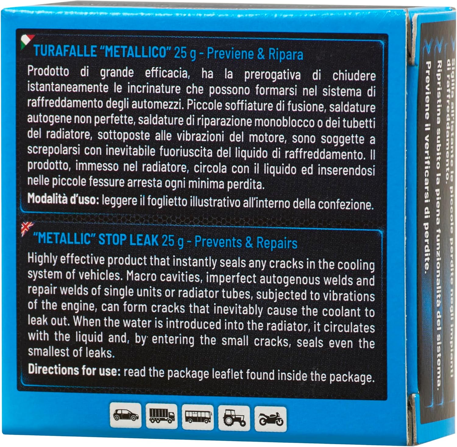 AREXONS Turafalle Metallico, Sigillante per Impianti di Raffreddamento, Polvere Granulosa per Riparazioni Rapide ed Efficaci in Aree Calde del Motore, Pastiglia 25g
