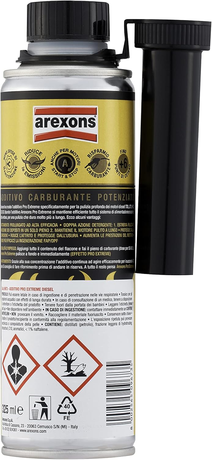 AREXONS Additivo PRO Extreme Diesel, 325 ml, Adatto per Tutti Motori Gasolio, 3 Volte più Concentrato, Protegge dalla Corrosione, Mantiene Motore Pulito, Migliora Le Prestazioni del Motore Diesel