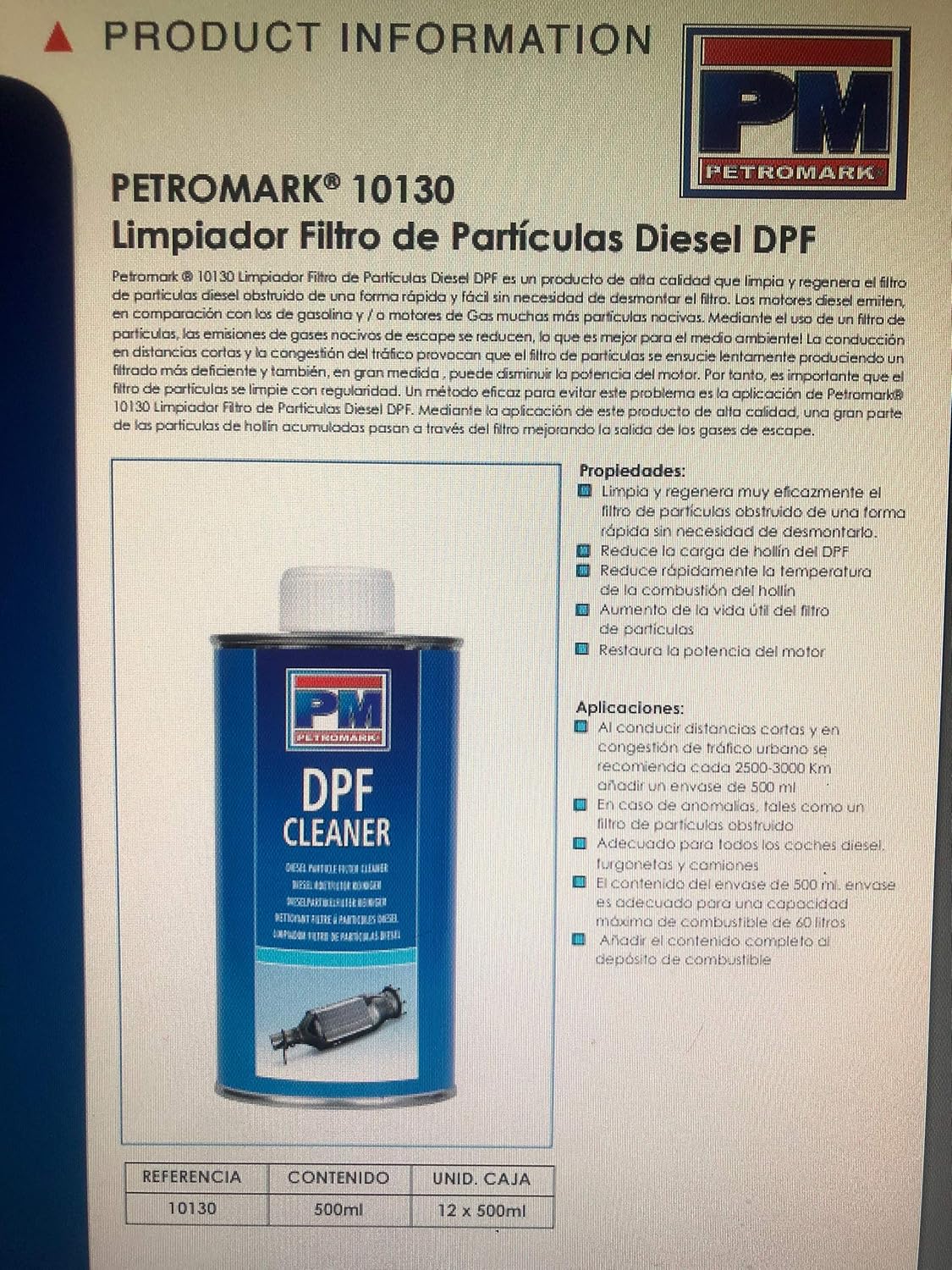 Detergente per filtro particolato Diesel 500 ml
